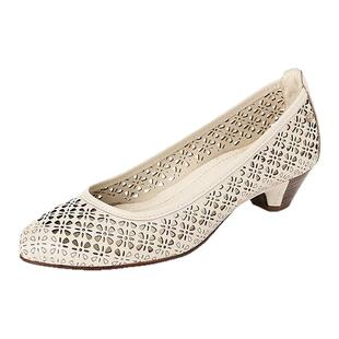 皇冠老店Pikolinos派高雁秋季浅口锥形中跟套脚镂空单鞋PL225623