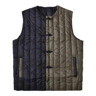 TAION 中国风盘扣一字扣新中式双面穿拼色轻薄保暖羽绒马甲内胆