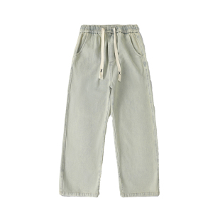 胖胖哥美式阔腿牛仔裤男款春季直筒长裤宽松大码男士工装水洗裤子