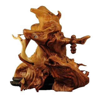 太行崖柏根雕摆件笔架串架倒流香笔挂笔筒手把件毛料陈化红白料