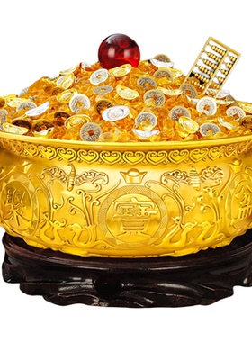纯黄铜聚宝盆摆件公司开业礼品