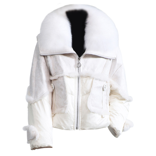 狐狸毛领真皮草大衣女2025冬新奢华正品兔皮毛一体鹅绒羽绒服外套