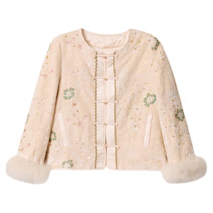 AZZHEN【翩若梦影】贵气新中式重工国风刺绣羽绒服外套女保暖