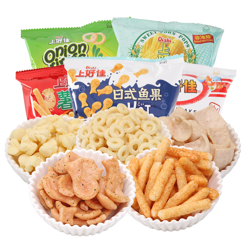 上好佳鲜虾片零食大礼包薯片薯条虾条办公室休闲食品小吃整箱批发