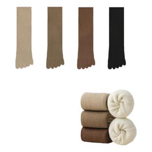 五指袜子男款棉袜秋冬季加绒加厚中筒袜吸汗长筒防脚臭长袜分趾袜