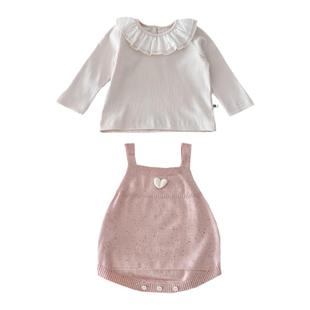 拉果婴儿衣服春装新款女宝宝背带裤包屁衣公主毛衣连体衣甜美套装