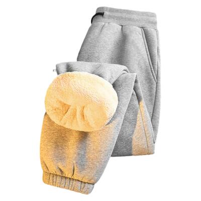 捷尼拉莫GENIOLAMODE裤子男款春季加绒卫裤休闲运动羊羔绒束脚裤