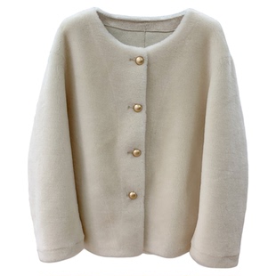 极简主义/细腻100羊羔毛羊剪绒皮毛一体2025新款毛毛外套皮草女冬