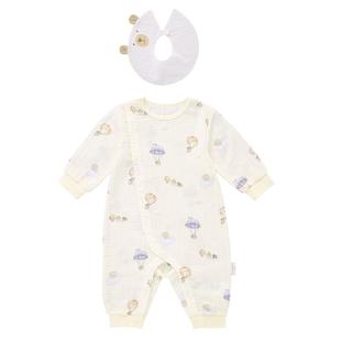 【门店同款】全棉时代新款春秋婴儿绉布长袖连体服纯棉宝宝哈衣