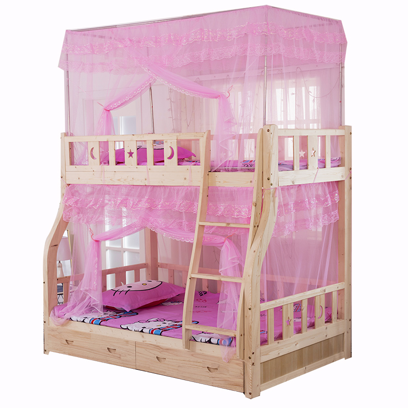 上下床蚊帐子母床高低双层床铺家用儿童床加密加厚不锈钢支架系绳