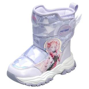 牧童女童雪地靴冬季小女孩儿童加绒加厚加棉靴哈尔滨冰爪户外靴子