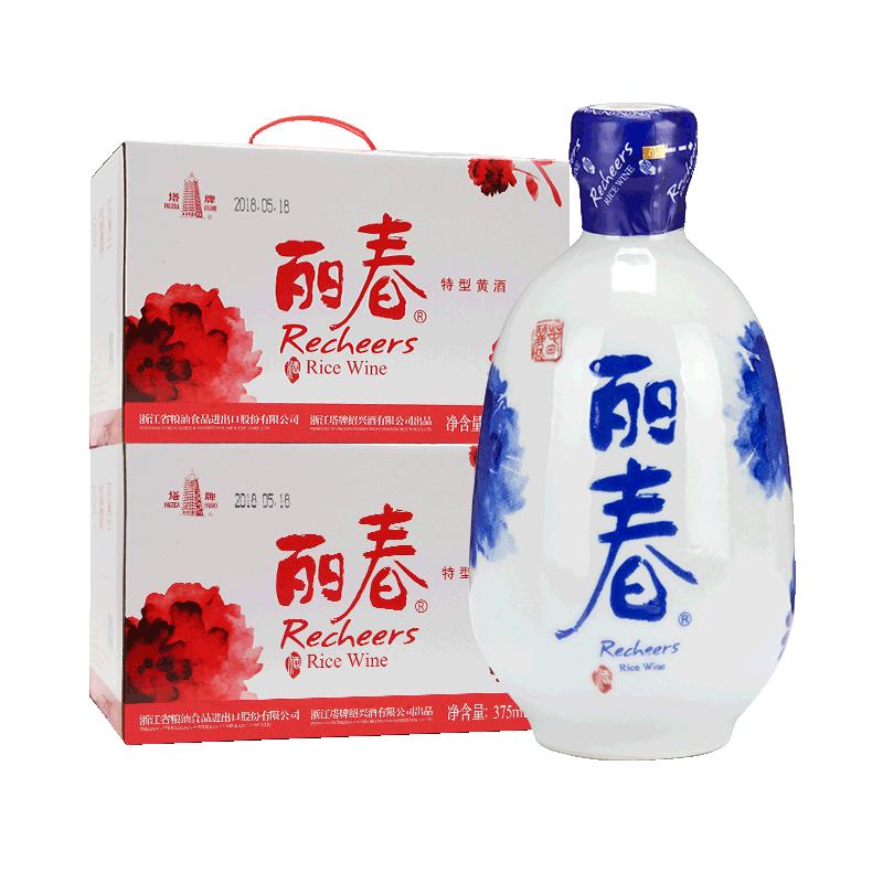 【官方旗艦店】麗春黃酒八年牡丹麗春375ml*6瓶*2箱禮盒花雕紹興