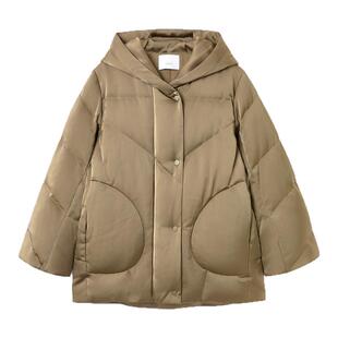 OVV秋冬新款女装缎面连帽短款多色休闲保暖羽绒服