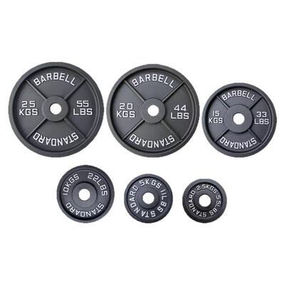 杠铃片大孔四条筋1.25kg2.5kg家用哑铃健身房铸铁烤漆哑铃片25kg