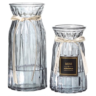 【四件套】玻璃花瓶透明水培绿萝植物富贵竹百合花瓶客厅插花摆件