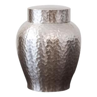 秦藏阁 清友纯锡茶叶罐手工复古锤纹中式文人罐筒大口茶仓入中号