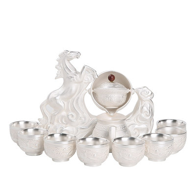 马到成功鎏银茶具套装商务送礼