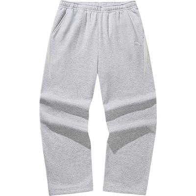 安踏男加绒拼接阔腿直筒裤