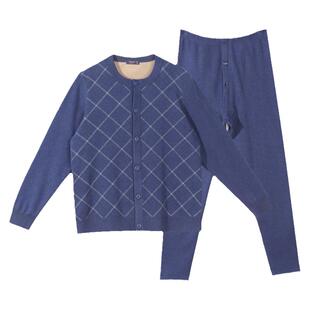 仕乐开襟保暖本命年内衣套装加绒加厚中老年秋衣秋裤女装红色秋冬