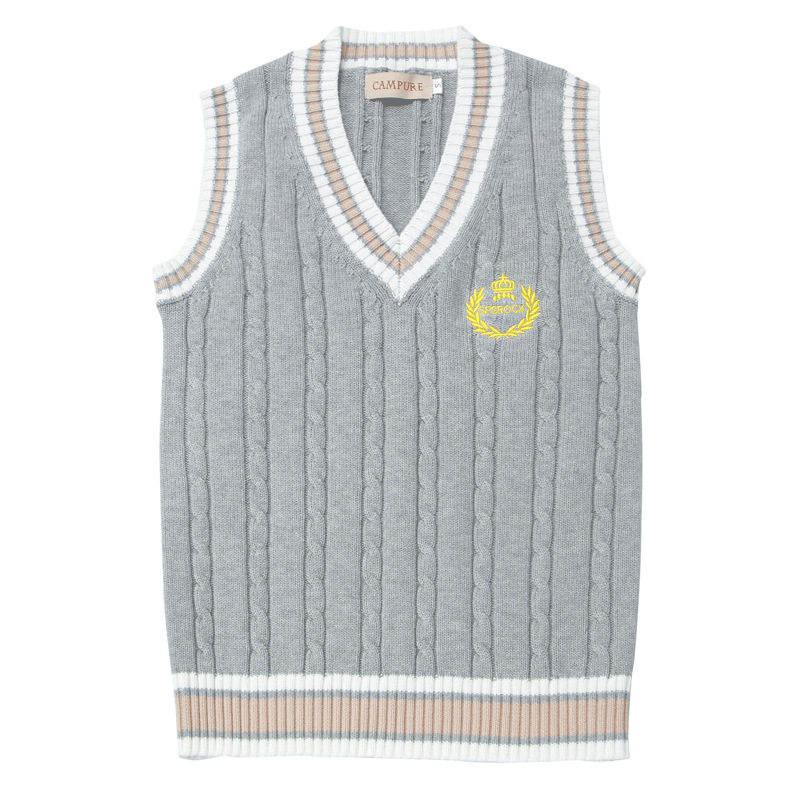 春秋季Jk开衫外套学院风高中学生校服针织衫马甲班服V领毛衣背心