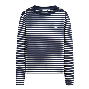 Navigare意大利小帆船色织条纹长袖T恤女2026春季纯棉一字领体恤