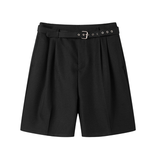 白口阳【耶加雪菲】韩风多色自带腰带西装短裤休闲宽松直筒五分裤