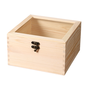 简约美观透明玻璃实木收纳盒送女生礼物礼品包装木盒精致首饰盒