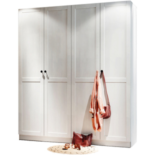 帕克思实木大衣柜橡胶木简约现代家用卧室整体满墙衣橱储物组合柜