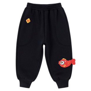 嘟嘟家男童裤子红色宝宝新年长裤儿童国风衣服婴儿女童冬季束脚裤