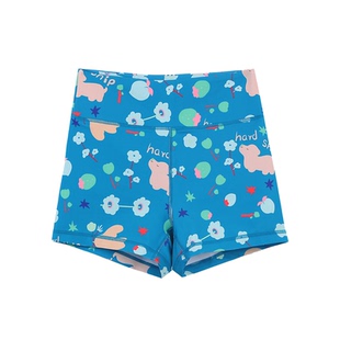 HARDSHIP｜春日计划 体能训练撸铁高腰三分裤 复古蓝速干女花短裤