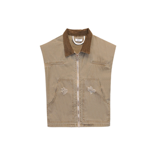 Holocene美式潮牌复古牛仔夹克男生帅气设计坎肩马甲宽松搭配一套