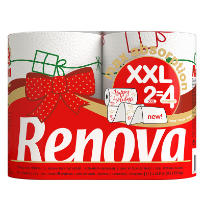 Renova圣诞印花厨房纸吸油锁水
