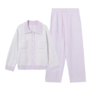 安莉芳女士家居服套装小香风可外穿暖衣睡衣秋冬款半边绒加绒加厚