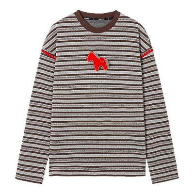 SOFITTE 25秋冬女士立体小马条纹撞色圆领长袖T恤银泰百货 301355