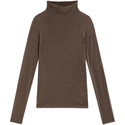 EXCEPTION例外女装中式桑蚕丝混纺基础高领打底毛针织衫