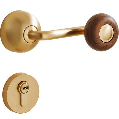 固特臻品原创设计胡桃木静音门锁