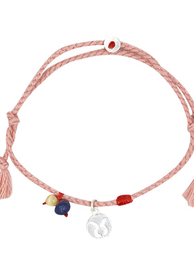 星座银吊坠小众可调节棉编绳手链