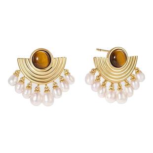 Auvra浮生若梦 珍珠耳环2025款黑曜石小众设计师款虎眼石耳坠女