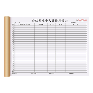 【个人计件月报表】定制工厂生产作业记录表车间日产量报表部门员工记件记工本工人产能工时记录单工资核算表
