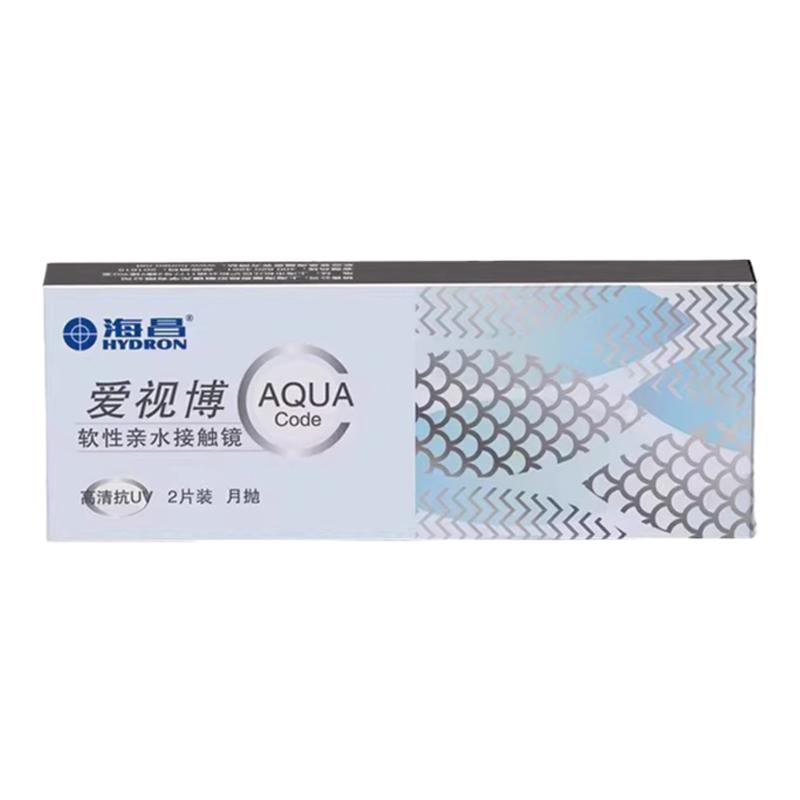 海昌隐形眼镜月抛2片装水凝胶轻薄近视含水量水润透明