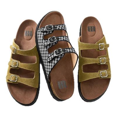 对面三扣外穿厚底软木勃肯拖鞋女