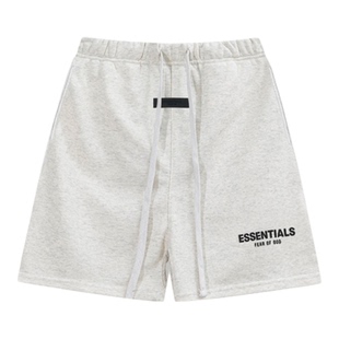 植绒字母ESSENTLAIS FOGESS2025夏外穿短裤男美式潮牌5分裤子高街