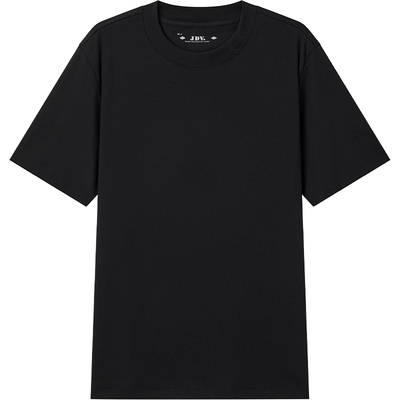 JDV商场同款男黑色棉质短袖T恤