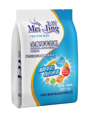 美羚全脂纯羊奶粉成人女士学生400g*1袋羊乳高钙纯正成长鲜奶国货