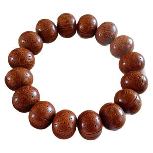 精品红魔野生桃核手串光珠算盘苹果园精抛光红皮山桃核手链男女款