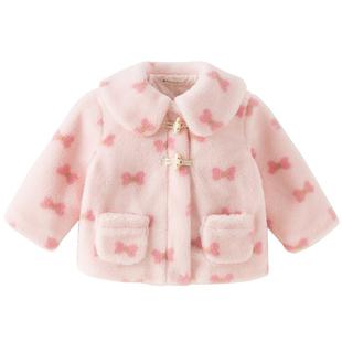 戴维贝拉女童毛绒棉服2026儿童新款夹棉外套女宝A类棉衣冬装棉袄