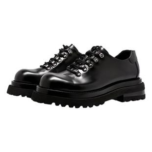 [黄誉博同款]BOSSSUNWEN新款工装皮鞋男款休闲厚底真皮大头德比鞋