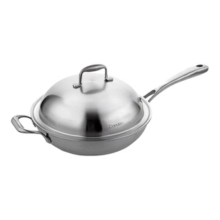 德国戴德不锈钢炒锅无涂层家用不粘锅少油烟电磁炉燃气炒菜锅家用