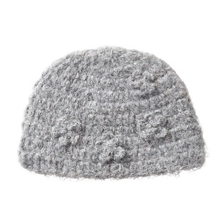 芝士商店~韩系灰色针织毛线帽女2026新款秋冬钩花帽子显脸小冷帽