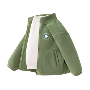 史努比男童摇粒绒外套秋冬2026新款儿童抓绒衣保暖开衫男大童上衣